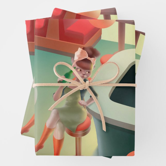 Miss Meow - Bar für späte Nacht Geschenkpapier Set (Beispiel)