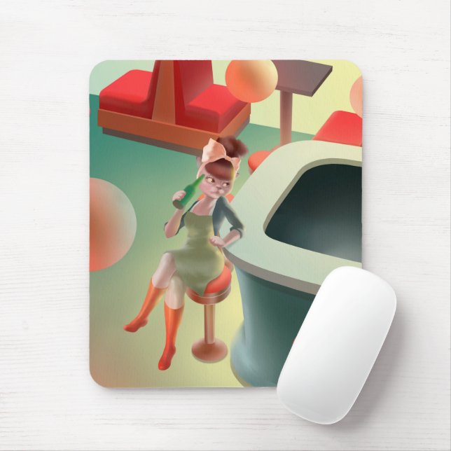 Miss Meow - Bar für späte Nacht Mousepad (Mit Mouse)
