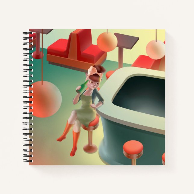 Miss Meow - Bar für späte Nacht Notizbuch (Vorderseite)