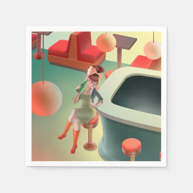 Miss Meow - Bar für späte Nacht Serviette (Vorderseite)