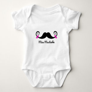 Miss Mustache Design mit rosa Bögen Baby Strampler