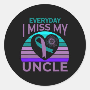 Miss My Oncle Heart Sonnenblumen Suicide Awareness Runder Aufkleber