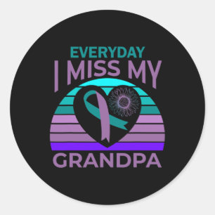 Miss My Opa Herz Suizid Bewusstsein Großmutter Runder Aufkleber