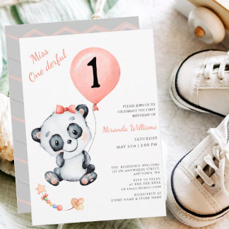 Miss One derful Baby Girl's 1. Geburtstag Einladung