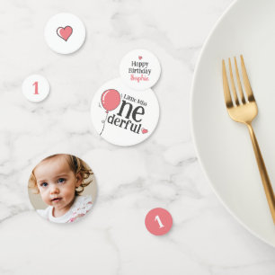 Miss Onederful Birthday Pink Custom Foto Konfetti