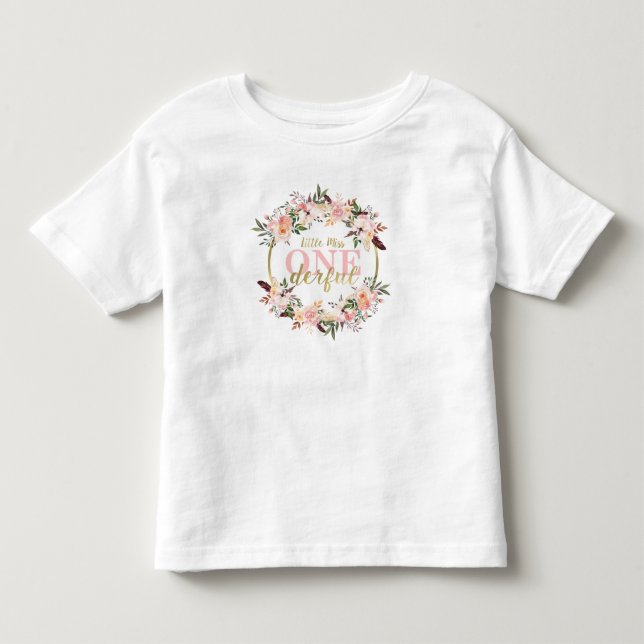 Miss ONEderful Birthday Shirt, Boho, Floral Kleinkind T-shirt (Vorderseite)