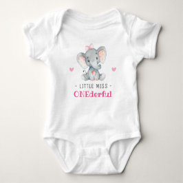 Miss Onederful First 1. Geburtstagsleber Elephant Baby Strampler