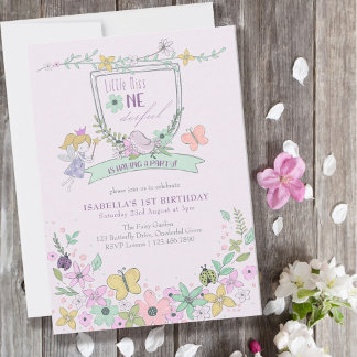 Miss Onederful Niedlich Fairy Garden Girl 1. Gebur Einladung