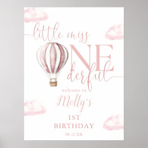 Miss Onederful Pink Balloon 1. Geburtstag Willkomm Poster