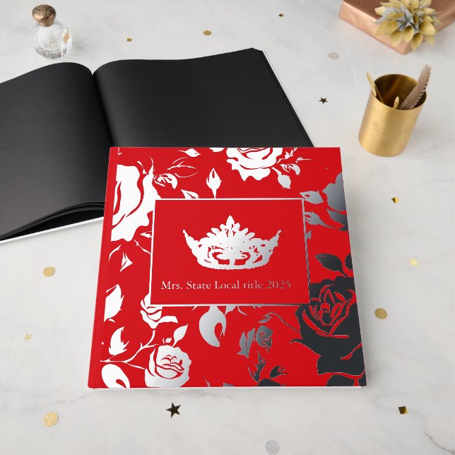 Miss Pageant America Crown Foil Roses Scrapbook Gästebuch (Vorderseite Offen)