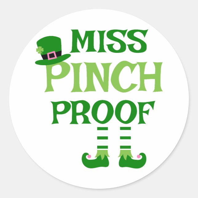 Miss Pinch Proof ☘️ 🚫 Runder Aufkleber (Vorderseite)