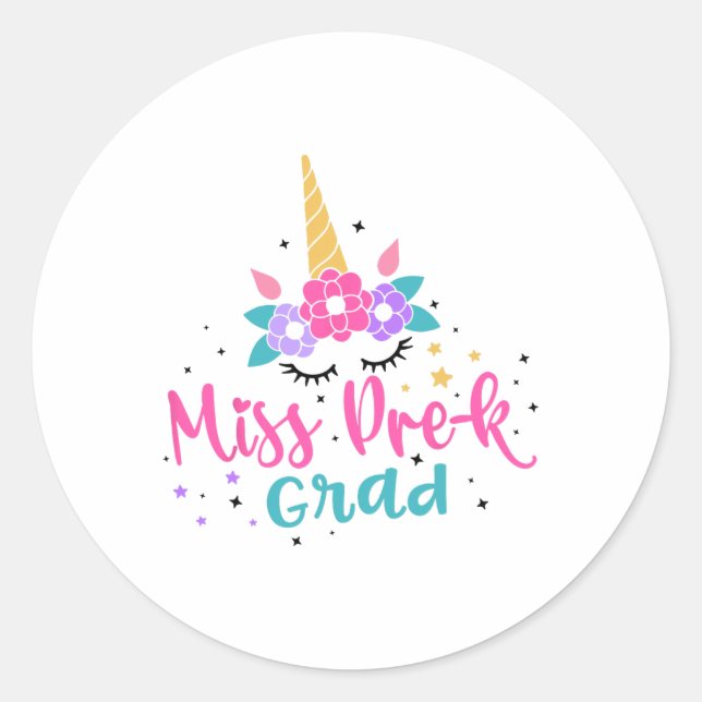 Miss Pre-k Grad Abschluss Mädchen Runder Aufkleber (Vorderseite)