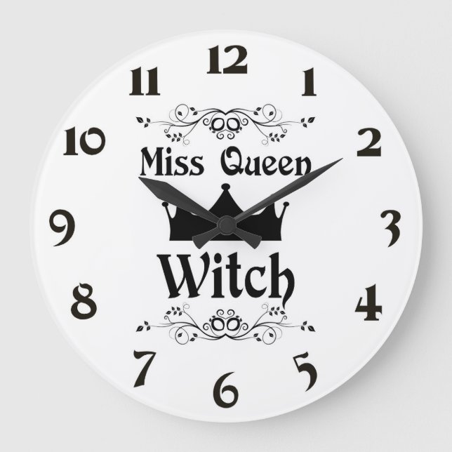 Miss Queen Witch Clock Große Wanduhr (Vorderseite)