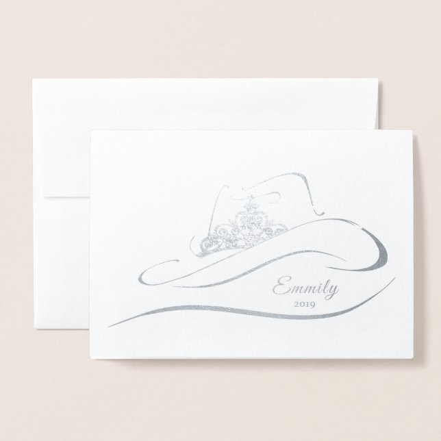 Miss Rodeo Pageant Crown Foil Crown Note Card Folienkarte (Vorderseite mit Umschlag)