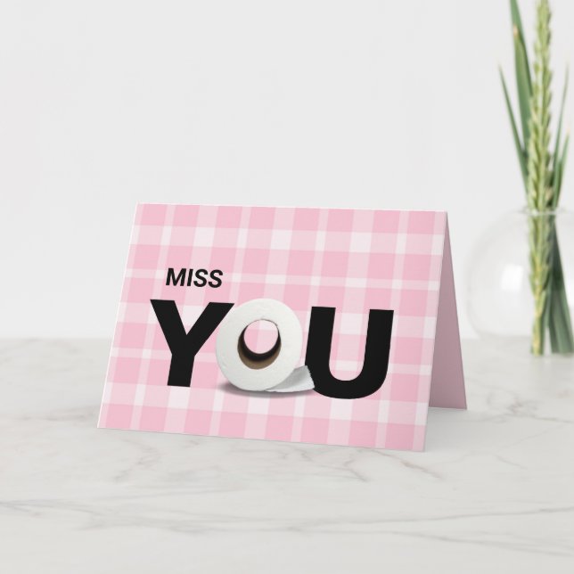 Miss Sie Toilettenpapier Rolle rosa kariert Karte (Vorderseite)