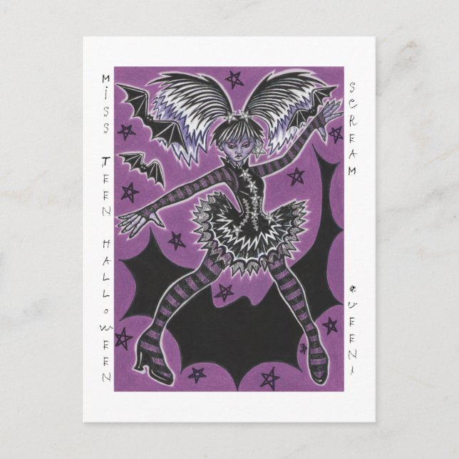 Miss Teen Halloween Postkarte (Vorderseite)