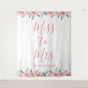 Miss to Mrs Banner Florale Rosa Brautparty Dekorat Wandteppich