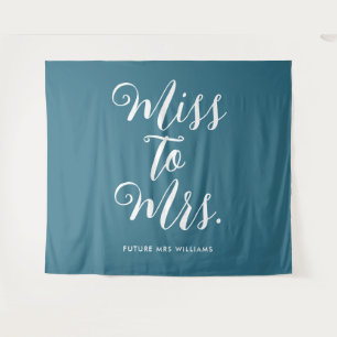 Miss to Mrs Banner Retro Moderne Junggesellinnenab Wandteppich