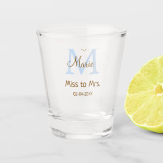 MISS TO MRS. BRAUTPARTY MONOGRAMM HERZ NAME SCHNAPSGLAS