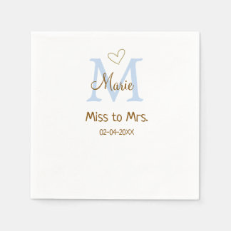 MISS TO MRS. BRAUTPARTY MONOGRAMM HERZ NAME SERVIETTE