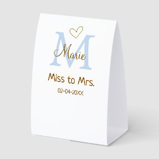 MISS TO MRS. BRAUTPARTY MONOGRAMM HERZ NAME TISCHAUFSTELLER