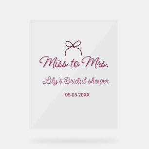 Miss to Mrs Brautparty Namen Datum Jahr Bogen Acrylschild
