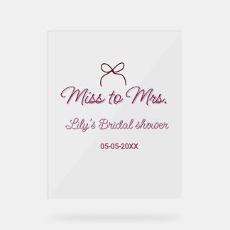 Miss to Mrs Brautparty Namen Datum Jahr Bogen Acrylschild