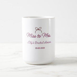 Miss to Mrs Brautparty Namen Datum Jahr Bogen Kaffeetasse