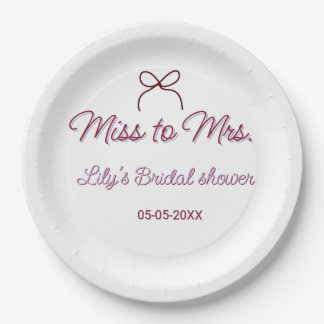 Miss to Mrs Brautparty Namen Datum Jahr Bogen Pappteller