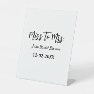 Miss to Mrs Brautparty stilvoll einfach Name hinzu Sockelschild