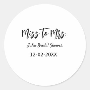 Miss to Mrs Brautparty stilvoll einfach Namen hinz Runder Aufkleber