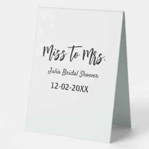 Miss to Mrs Brautparty stilvoll einfach Namen hinz Tischaufsteller