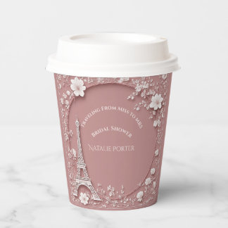 Miss to Mrs Bridal Shower Paris Eiffel Tower Pink  Pappbecher
