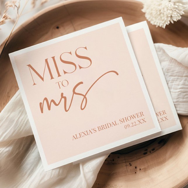Miss To Mrs Brown Tan Boho Bohemian Bridal Shower Serviette (Von Creator hochgeladen)