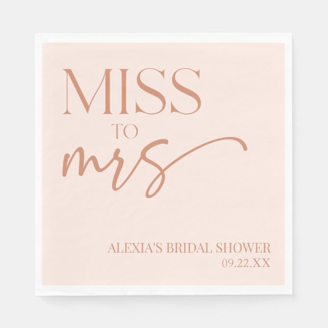 Miss To Mrs Brown Tan Boho Bohemian Bridal Shower Serviette (Vorderseite)
