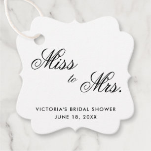 Miss to Mrs Elegante schwarze und weiße Bridal Sho Geschenkanhänger