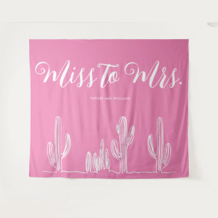 Miss to Mrs Moderne Boho Kaktus Rosa Junggesellinn Wandteppich