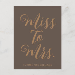 Miss to Mrs Moderne Brautparty  Postkarte