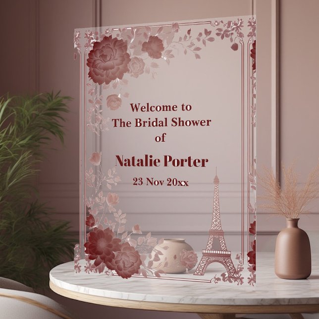 Miss to Mrs Paris Bridal Shower Eiffel Tower Chic (Miss to Mrs Paris Bridal Shower Eiffel Tower Chic Acrylic Sign)