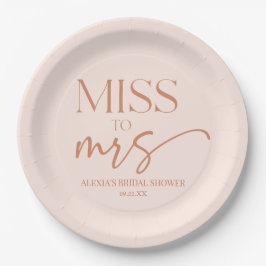 Miss To Mrs Tan Brown Boho Bohemian Bridal Shower Pappteller