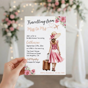 Miss To Mrs Travel Rosa Bogen Kleid Brautparty Folieneinladung