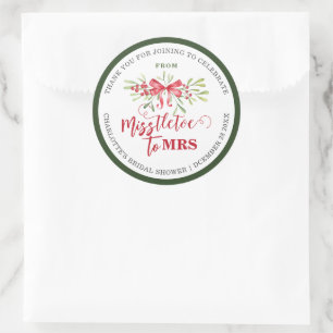 Miss To Mrs Winter Mistletoe Benutzerdefinierte Br Runder Aufkleber