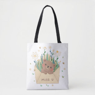 MISS U: Teddy Bear & Blume in Umschlag Tasche