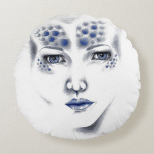 Miss Universe Außerirdische Frau Original Kunst Th Rundes Kissen