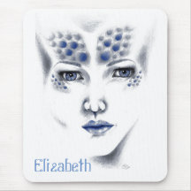 Miss Universe Beautiful Blue Gray Alien Lady Art