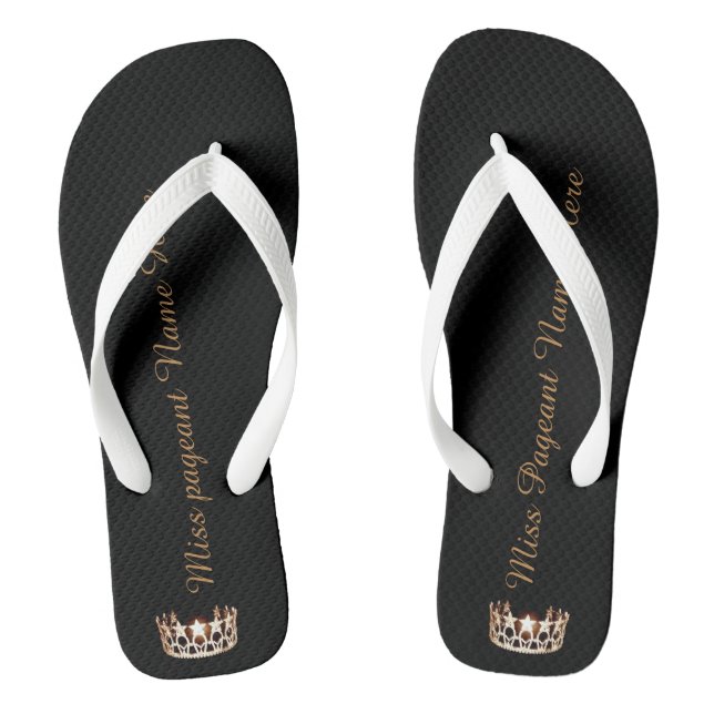 Miss USA Adult Custom Crown White Flip Flops (Fußbett)