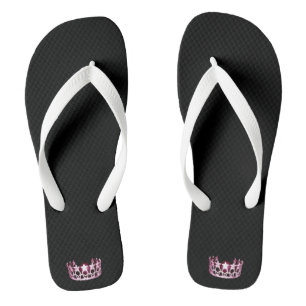 Miss USA Adult Gold Crown White Flip Flops