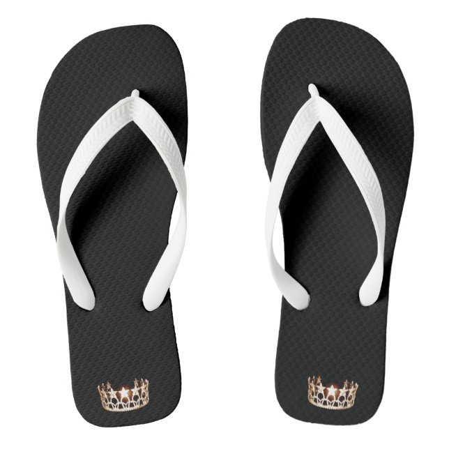 Miss USA Adult Gold Crown White Flip Flops (Fußbett)