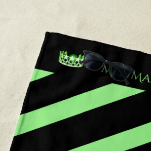Miss USA Apple Green Stripe Crown Beach Handtuch