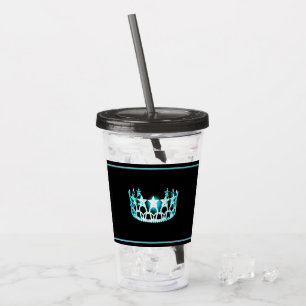 Miss USA Aqua Blue Crown Acrylic Tumbler Acryltrinkbecher